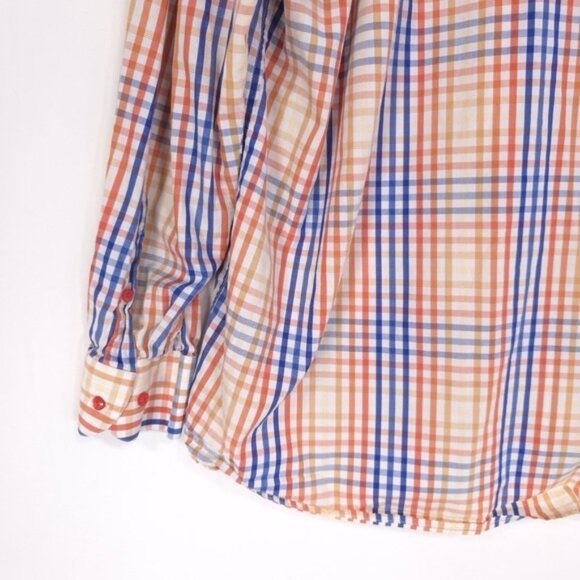 St. Croix ITALY🇮🇹MADE Men's Shirt Plaid Check Size XXL Orange Blue Cotton - Picture 7 of 9